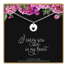 I Carry Your Heart in Mine • Remembrance Charm Necklace • Heart Cutout • Sterling Silver • Parent Sibling Child Loss Miscarriage Friend Gift