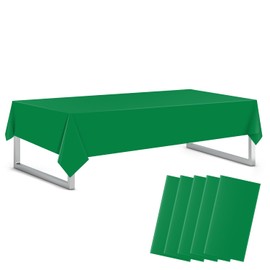 Xnluothsk Green 5 Pack 54 x 108 Inch Plastic Tablecloth Disposable Tablecloth for Rectangle Table, Party Plastic Table Cloth