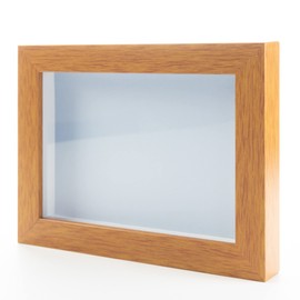 Honey Pecan 4x4 Small Shadow Box Picture Wooden Frame with Blue Acid-Free Backing UV Acrylic & Hanging Hardware - With 3/4" Usable Depth - Use Multiple Shadowbox to Create a Collage Wall
