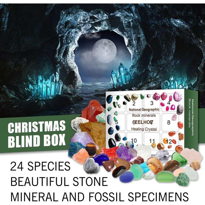 Healing Stones Advent Calendar 24 Grids Improve Creativity Christmas Advent