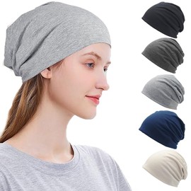 NDOOL 5pcs Gorro Holgado, Gorro Moderno, Gorro Beanie, Gorro Casualbox, Gorras Blandas para Hombres y Mujeres Transpirable, 5 Gorro Holgado de Tela, Respetuoso con la Piel