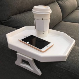NHD Pekokavo Sofa Armrest Clip Tray Table, Couch Drink Snack Remote Control Holder (White)