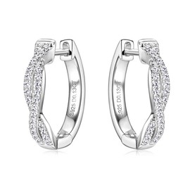 Moissanite Diamond Women's Hoop Earrings, 925 Sterling Silver, 18 K Gold Plating, 2 ct, Women's Jewellery by ROUGEMONT Jewellery with Certificate of Authenticity, Sterling Silver, Moissanite