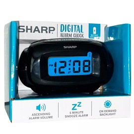 Sharp COMPACT DIGITAL ALARM CLOCK • BATTERY OPERATED Touch Activated Back Light