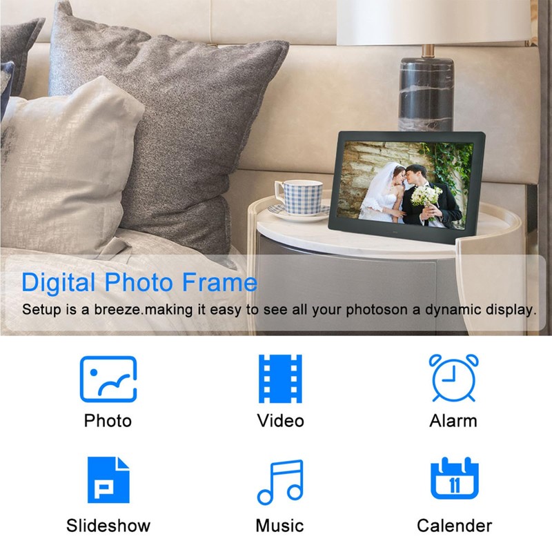 10 Inch Digital Photo Frame, Photo Video Player with Remote