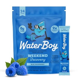 Waterboy Weekend Recovery  3,187mg Electrolyte Powder Packets  Ginger  L-Theanine  Vitamins  No Sugar, All Natural, Gluten Free  24 Drink Stick Mixes 