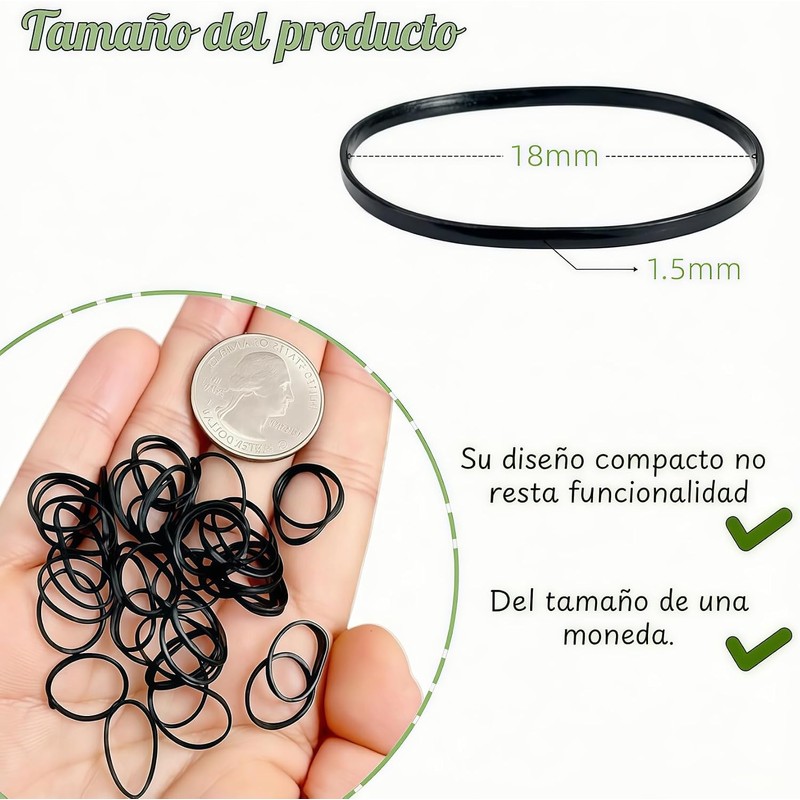 1500 Mini Gomas Elásticas para el Pelo, Ligas Pequeñas para