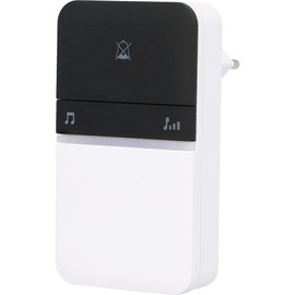 UNITEC Wireless Doorbell WDP11, 16 Melodies, 4 Volume Levels up to 80 dB, Acoustic and Optical Bell Indicator, Forwarding, 100 m Range, LED Display, White