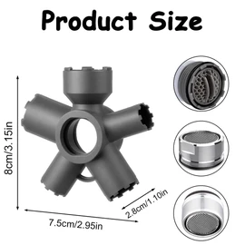 10-in-1 Universal Faucet Aerator Removal Tool,Compatible with M28 M24 M22 M21.5 M18.5 M16.5 Standard & Hidden Aerators,Non-Slip Bubbler Replacement Key for Sink, Kitchen, Bathroom & Outdoor Faucets