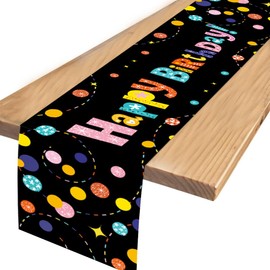 Table Runner Birthday - Children's Birthday Decoration Man Table Decoration Birthday, Happy Birthday Table Runner for Boys Girls Party Birthday Decoration Indoor and Outdoor Family Dinner 35 x 180 cm