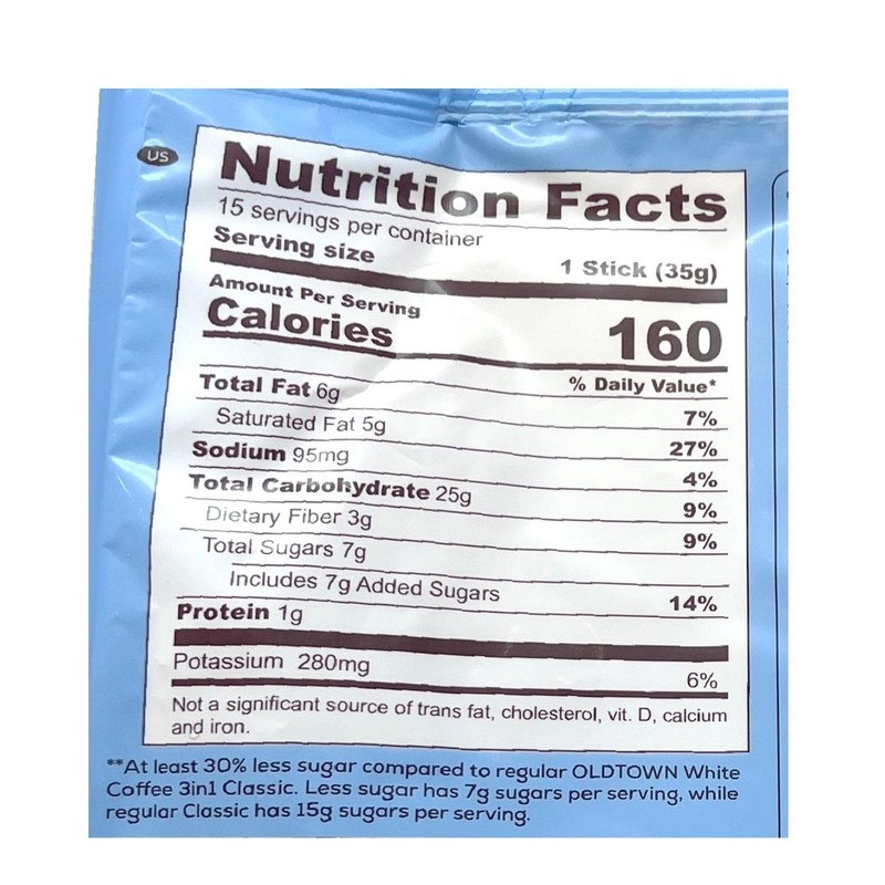 old town instant premix white coffee less sugar 525G 15