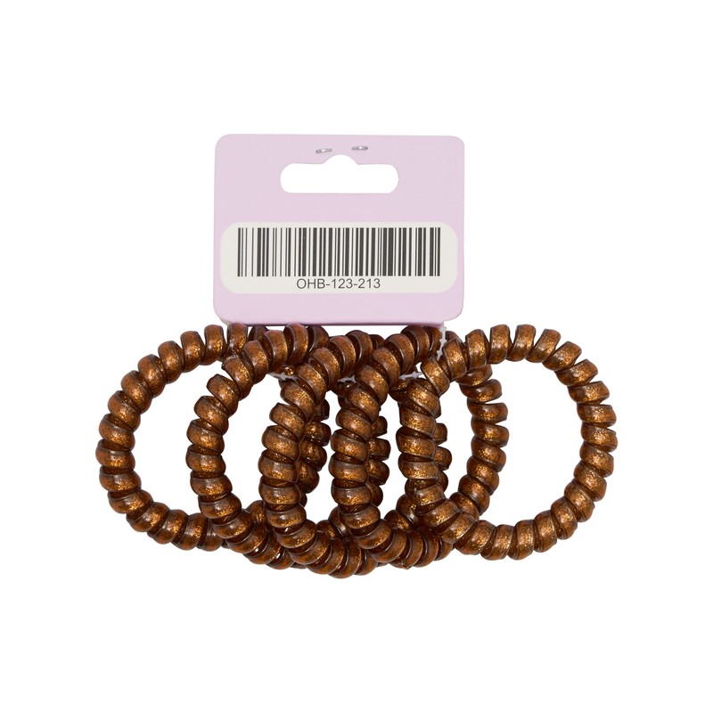 Oz Essentials Spiral Hair Ties 5 Pack - Brown Sparkle