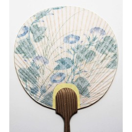 Maruken Uchiwa Summer Time Morning Glory Beige Approx. 10.2 x 5.9 x 0.4 inches (26 x 15 x 0.9 cm)