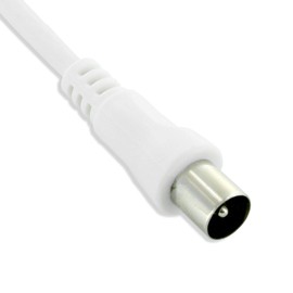 1.5m TV Antenna Aerial Cable Flylead 75 Ohm Shielded PAL Plug to Plug White