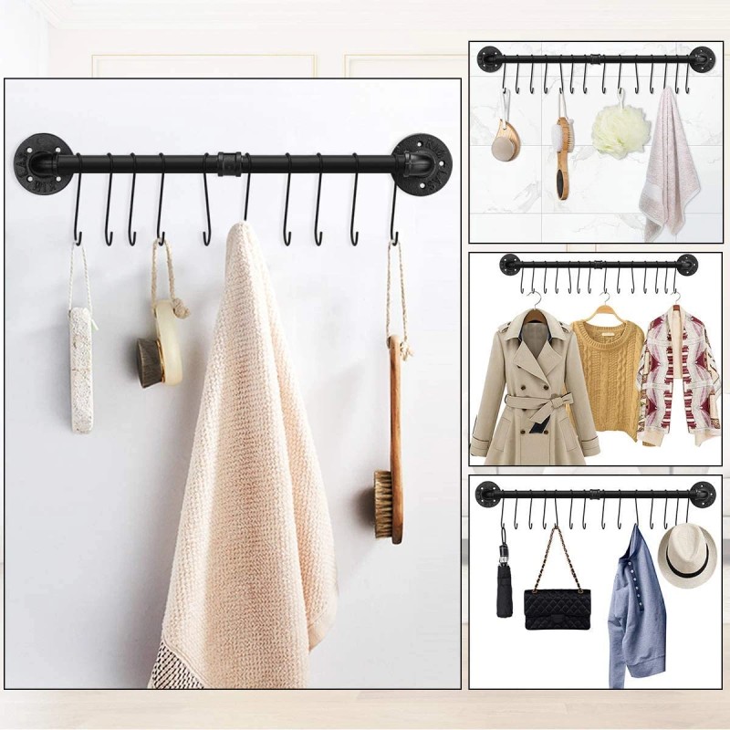 Toplife 31.5" Wall-Mounted Pot Rack – Detachable Pan Lid &