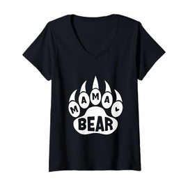 Womens Mama Bear Mother Bear Lover Parent Mother's Day Motherhood V-Neck T-Shirt