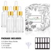 PrettyCare 2 oz Dropper Bottles, 4 Pack Clear Glass Bottles