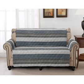 Brilliant Sunshine Multi Grey Stripes Couch Loveseat Slip Cover for Dogs