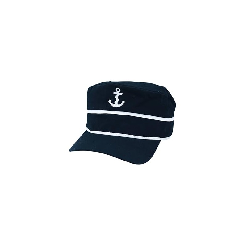 NKlaus Cap 'Anchor' Black Cotton White Embroidered - Retro Nautical