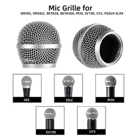 Microphone Head Replace, Mic Grille for SM58S, SM58LC, BETA58, BETA58A, M30, SV100, UT2, PGX24 SLX4, Steel Mesh Replacement Heads with Inner Foam (White)