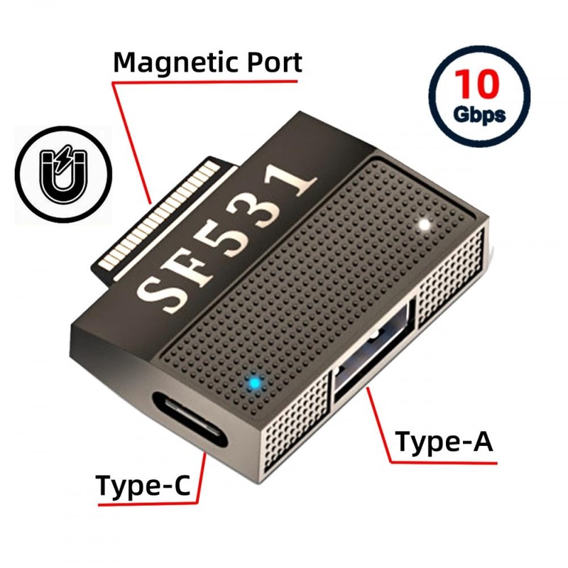 CY Adapter Magnetic to USB3.1 Type-A & 15V Type-C USB-C