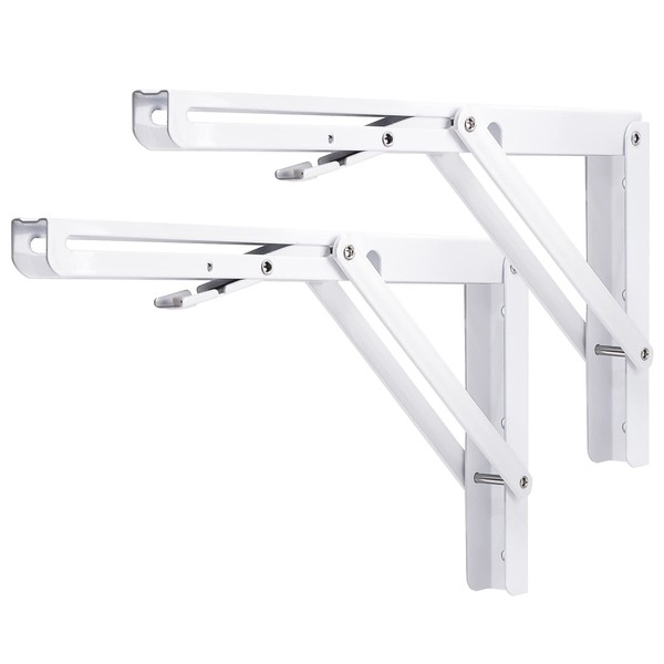 Folding Shelf Bracket 30cm,YUMORE Heavy Duty Collapsible Brackets Shelf Support