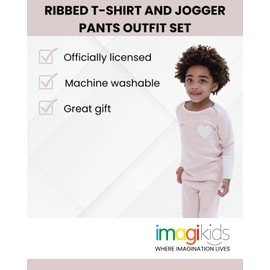 CozeeME Toddler Girls Modal Layette T-Shirt and Pants Play Set Outfit Baby Pink/White Heart 3T