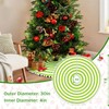 30 Inch Green and White Christmas Tree Skirt with Pom