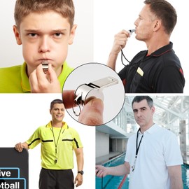 Pack of 6 Stainless Steel Sports Whistle with Lanyard Loud Clear Sound Referee Whistle for School Sports, Football, Dog Training, Sports Lessons, Trainer, Referee