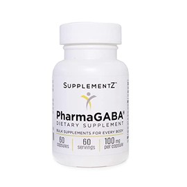 SupplementZ PharmaGABA® 100mg Capsules, 60 Count, Non GMO, Gluten Free