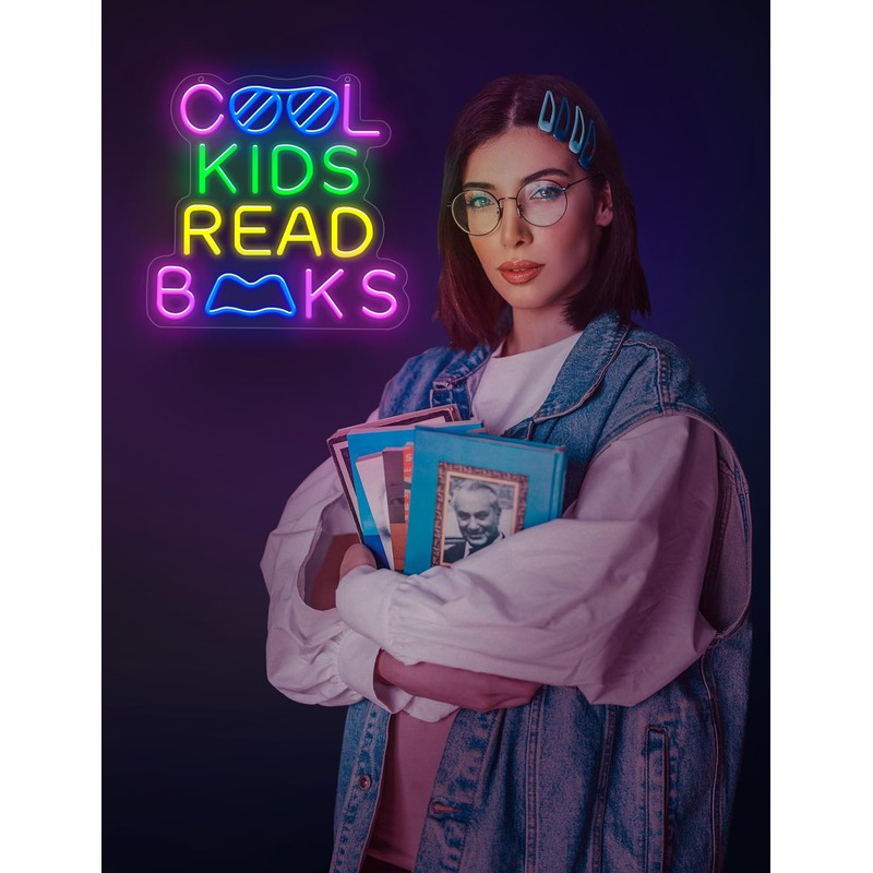 Lumoonosity Cool Kids Read Books Neon Sign - Reading Neon