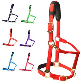 T TEKE Adjustable Horse Halter by Heavy Duty Soft Nylon, Padded with Anti-rubbing Waffle Neoprene on Both Crown & Nose