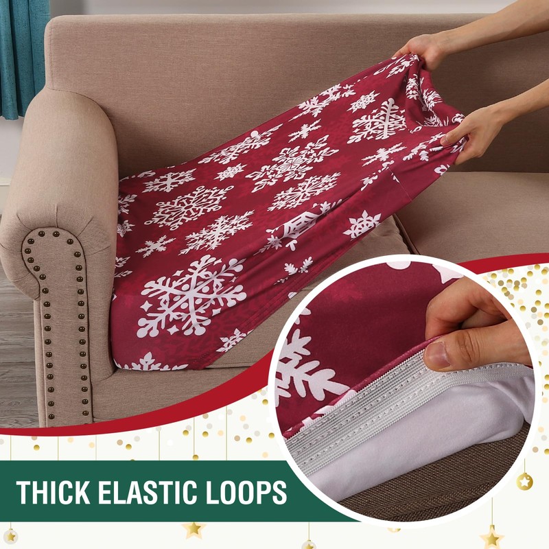 Smarcute Christmas Sofa Covers Fleece Couch Cushion Covers Stretch Chair