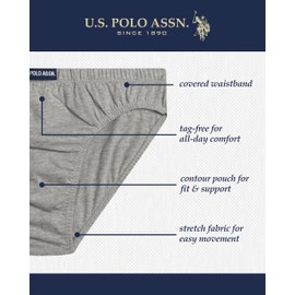 U.S. Polo Assn. Mens Bikini Underwear - 12 Pack String & Classic Cut Mens Briefs (Sizes S-3XL), Size X-Large, Red/Blue/Heather Grey/Magenta-12pk