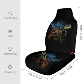 CZLBTFTP Watercolor Sea Turtles Car Seat Cover for Front Seat Only, 2 Piece Auto Front Seat Protector Covers for Women Car Interior Accessories