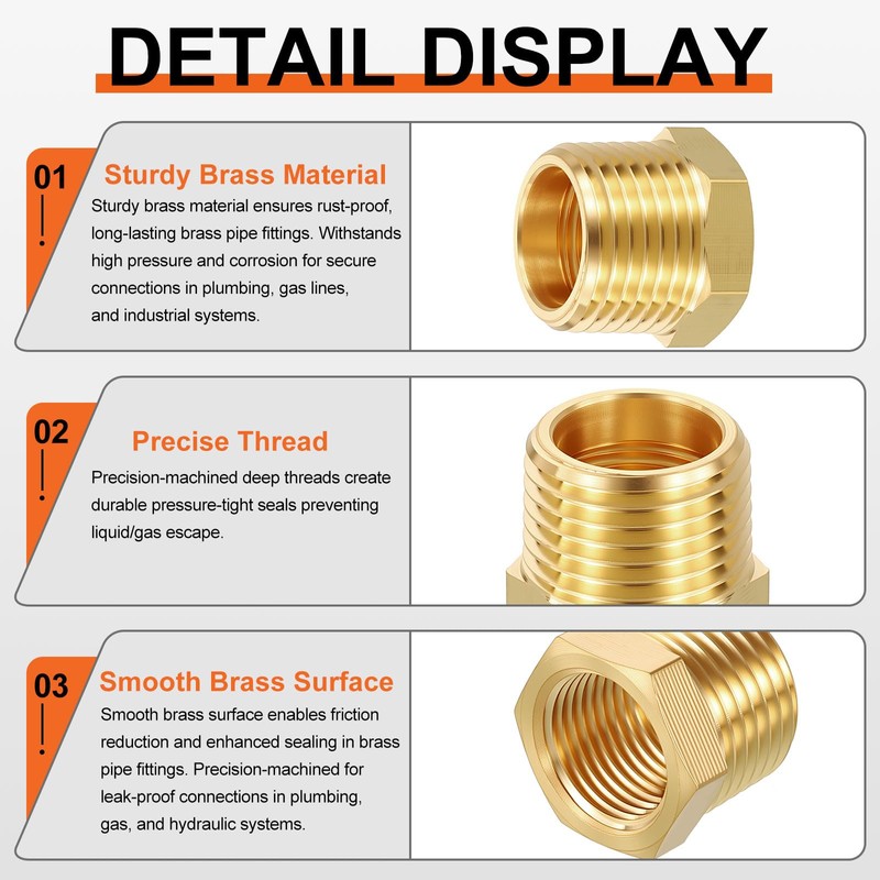 Rebower 4 Pack Female to Male Adapter Converts 1/4" MNPT