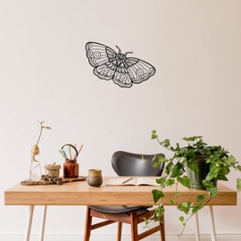 Vinyl Wall Art Decal - Mandala Butterfly - 17" x 26" - Cute Minimal Geometric Sticker for Girly Home Office School Bedroom Boutique Beauty Salon Mirror Decor (Black)
