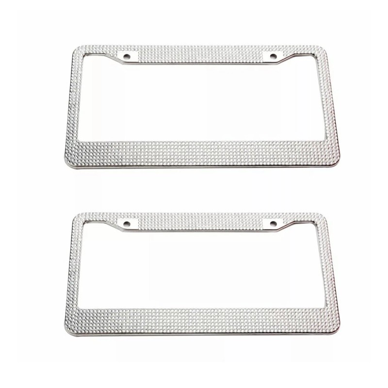 Carbole 2PACK Bling Metal License Plate Frame Tag Sparkling Glitter