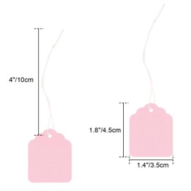 joycraft 200PCS Blank Tags with String, 45 x 35mm Kraft Paper Hang Tags, Pink Clothing Labels, Product Labels, Writable Marking Tags with String Attached for Jewelry, DIY, Gift Tags