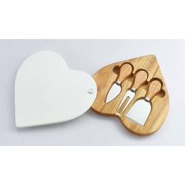 EUMUU Charcuterie Board Set - Heart-Shaped Premium Large Acacia Wood Cheese Platter with Reusable Bowls, Cheese Knives and Forks - Housewarming, Wedding, Bridal Shower, Birthday Gifts