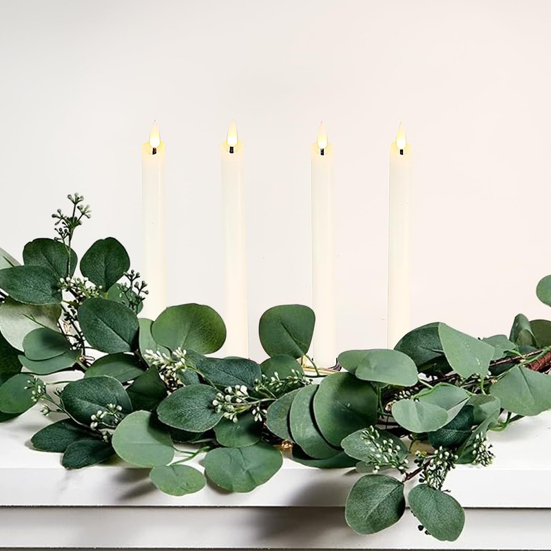salipt Flameless White Taper Candles Flickering with Timer and 10-Key
