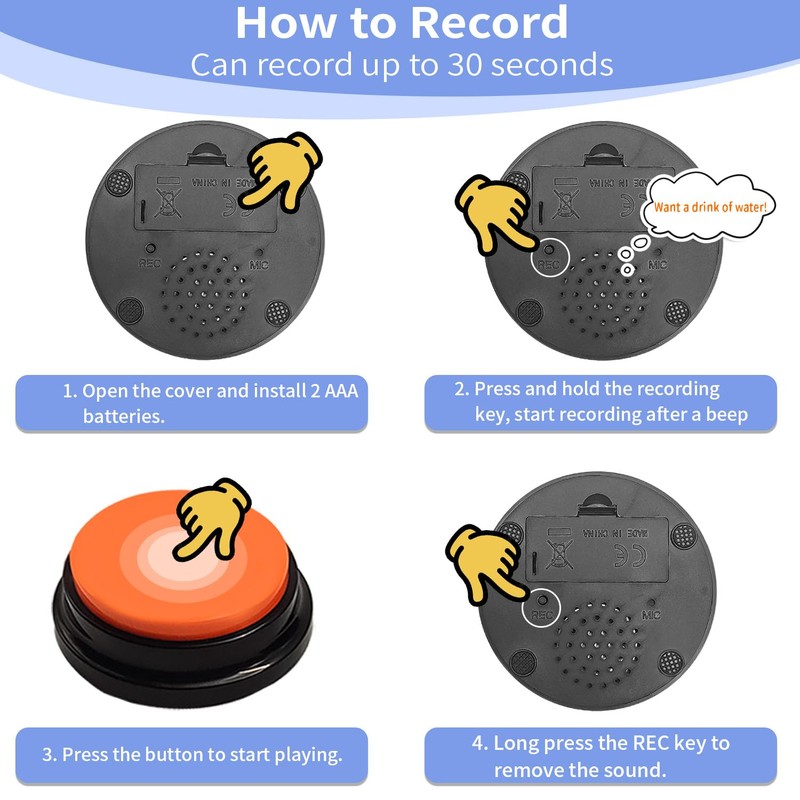 Yeffxior 5-Pack Dog Talk Button Set, 30-Second Recorded Talk Buttons