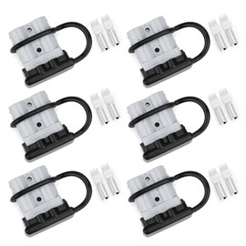 6 Pcs 10-12 Gauge 50A Battery Quick Connect Disconnect Connector with 10/12 AWG, Jumper Cable Plug Connector Kit for Recovery Winch, Trailer, Towing Systems (Grey with Cover)