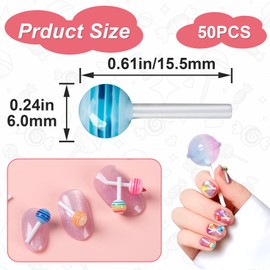 ANCIRS 50 Pcs Lollipop Nail Art Charm, Resin 3D Acrylic Nail Charms, Cute Sugar Nail Accessories, Colorful Candy Manicure Supplies for Nail Art, DIY Crafts