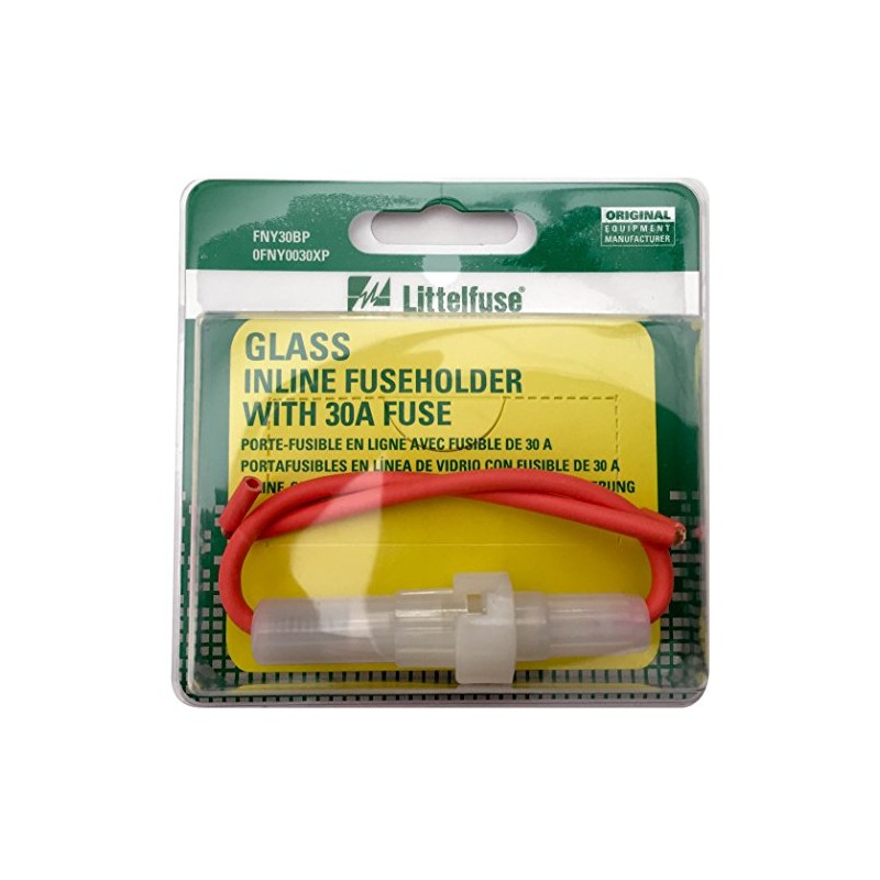 Littelfuse 0FNY0030XP ACS Glass 30 Amp Carded Inline Fuse Holder