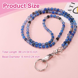 sourcing map Beaded Lanyards for ID Badges, 34.6" Teacher Lanyard ID Badge Lanyards with Clips for Women Beaded Lanyard Cute Teacher Gifts Chains Keychains, Blue