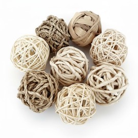 Juego de 10 bolas decorativas para centros de mesa, bolas de mimbre de ratán variadas de 2.8 pulgadas, esferas orbes, rellenos de jarrones, decoración de mesa para el hogar