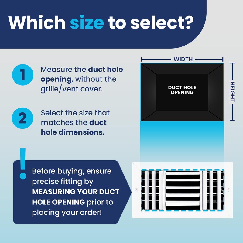 12x8 Inch (Duct Opening) Aluminum 3-Way Air Flow Vent –