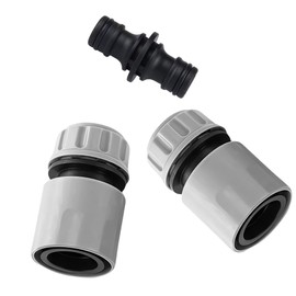 2PCS End Quick Connectors & 1PCS Double Male Hose Connectors for Hose Pipe Fitting 1/2" Plastic Tap Connector, Garden Hose Tap Connector Hose Pipe Fittings Kit