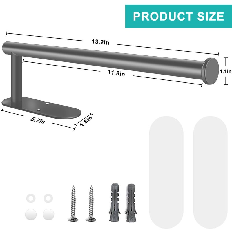 Grey Paper Towel Holder Under Cabinet Wall Mount